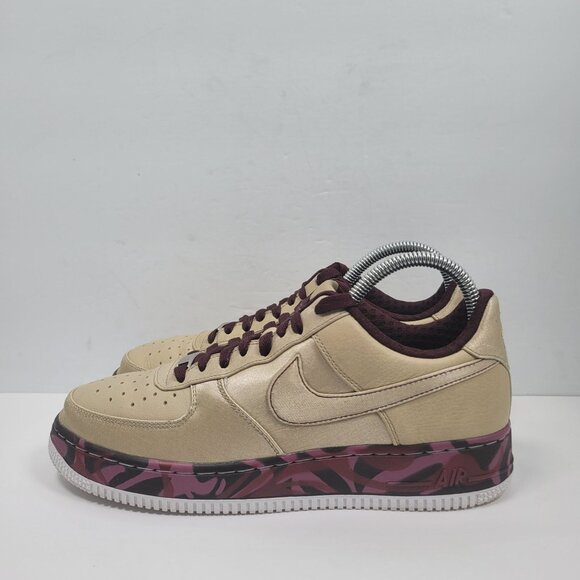 Nike Air Force 1 Premium 07 Women's Burgundy Gold Sneakers 315186-221 US Size 9 - Picture 4 of 10